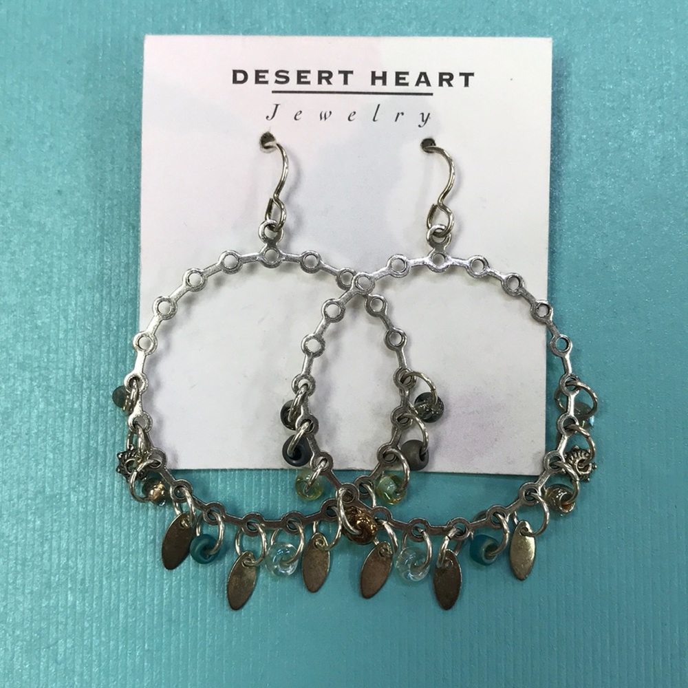 Beaded Textured Dangle Hoops